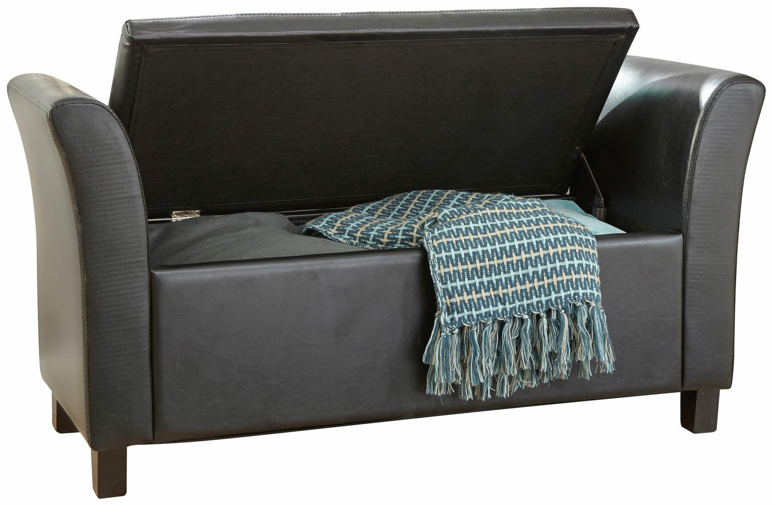 GFW Verona storage ottoman in black with 87.4 litre capacity, UK version