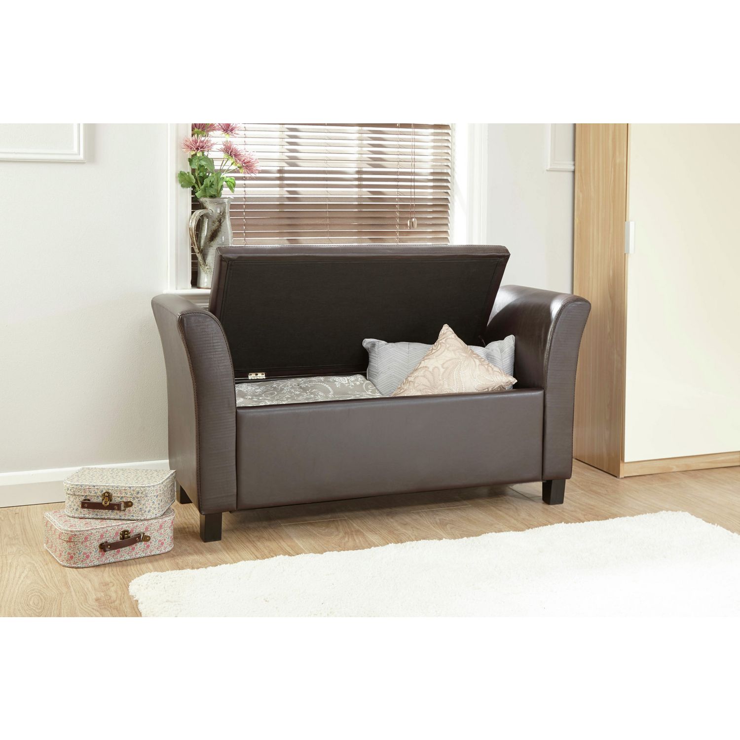 GFW Verona storage ottoman in black with 87.4 litre capacity, UK version