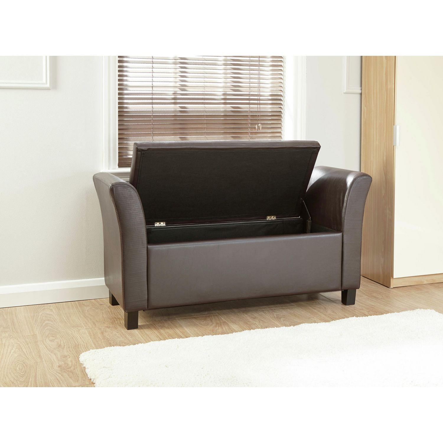 GFW Verona storage ottoman in black with 87.4 litre capacity, UK version