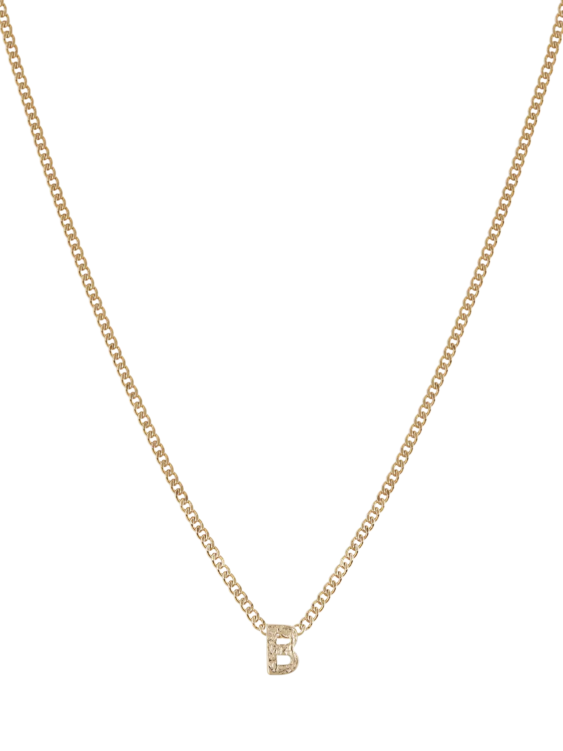 Tutti Textured Alphabet Pendant Necklace Gold 45cm