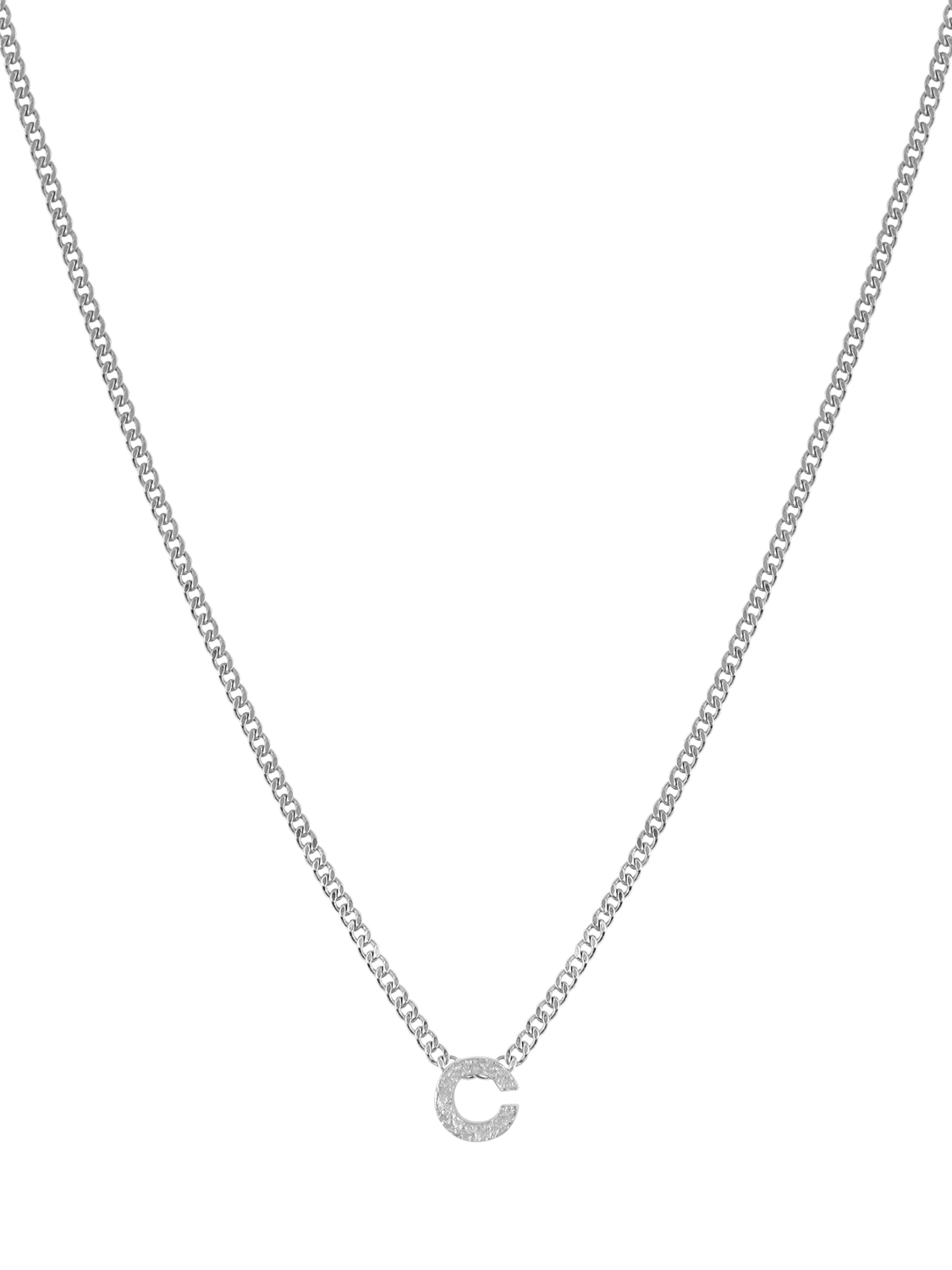 Tutti Textured Alphabet Pendant Necklace, Silver