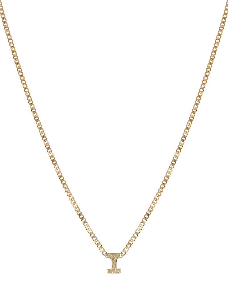 Tutti Textured Alphabet Pendant Necklace Gold 45cm