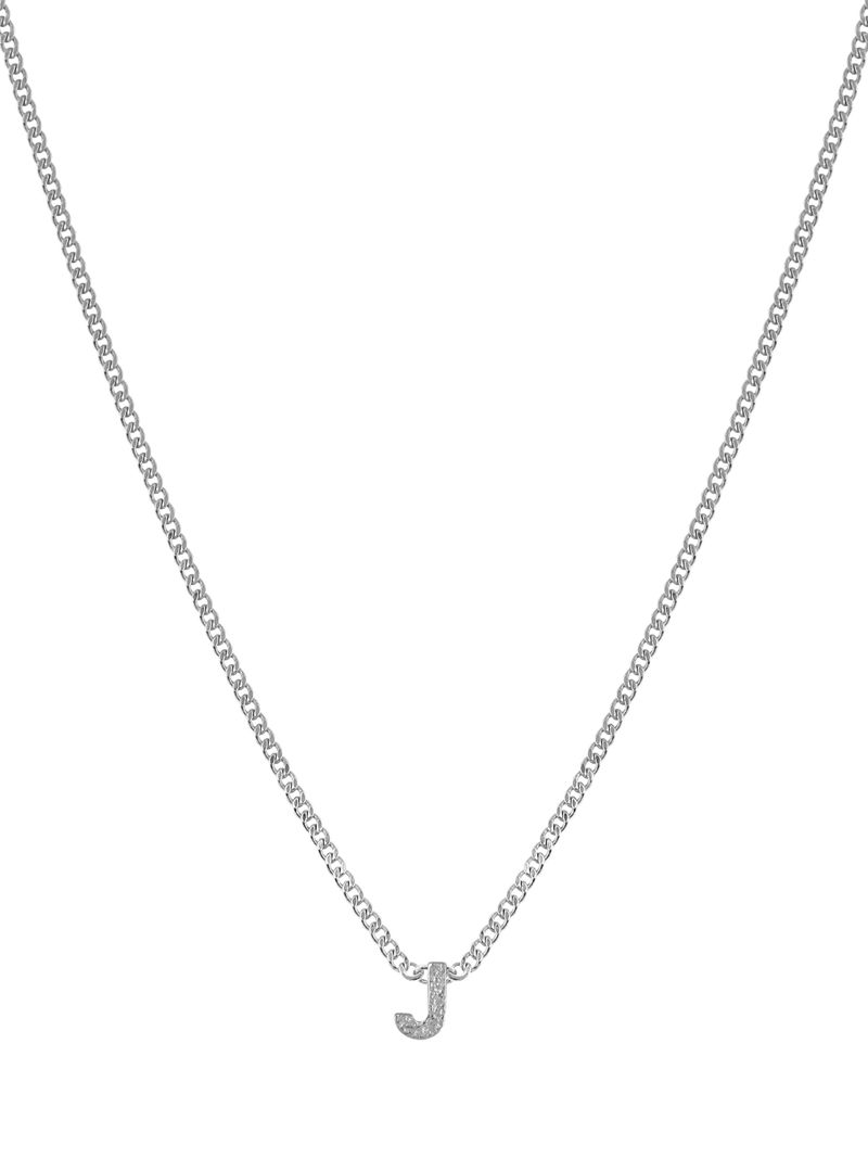 Tutti Textured Alphabet Pendant Necklace, Silver