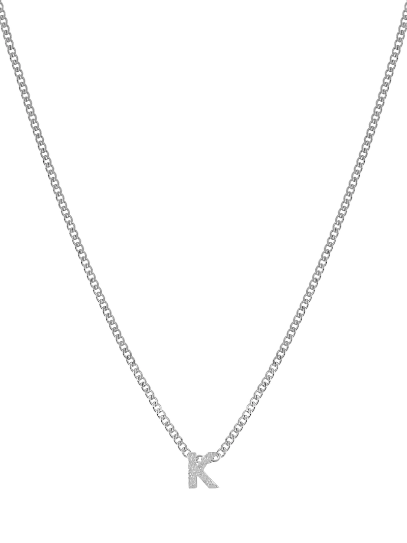 Tutti Textured Alphabet Pendant Necklace, Silver