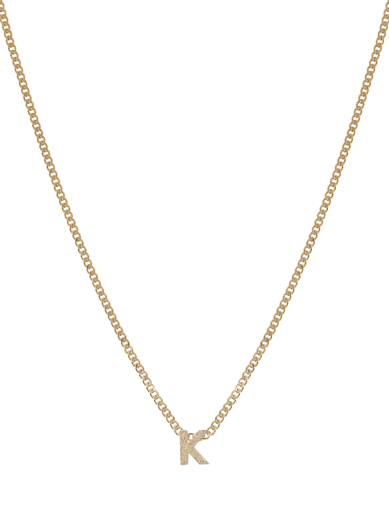 Tutti Textured Alphabet Pendant Necklace Gold 45cm