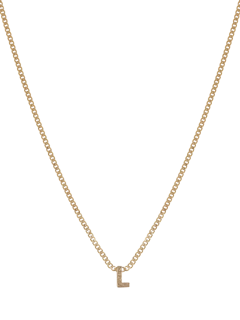 Tutti Textured Alphabet Pendant Necklace Gold 45cm