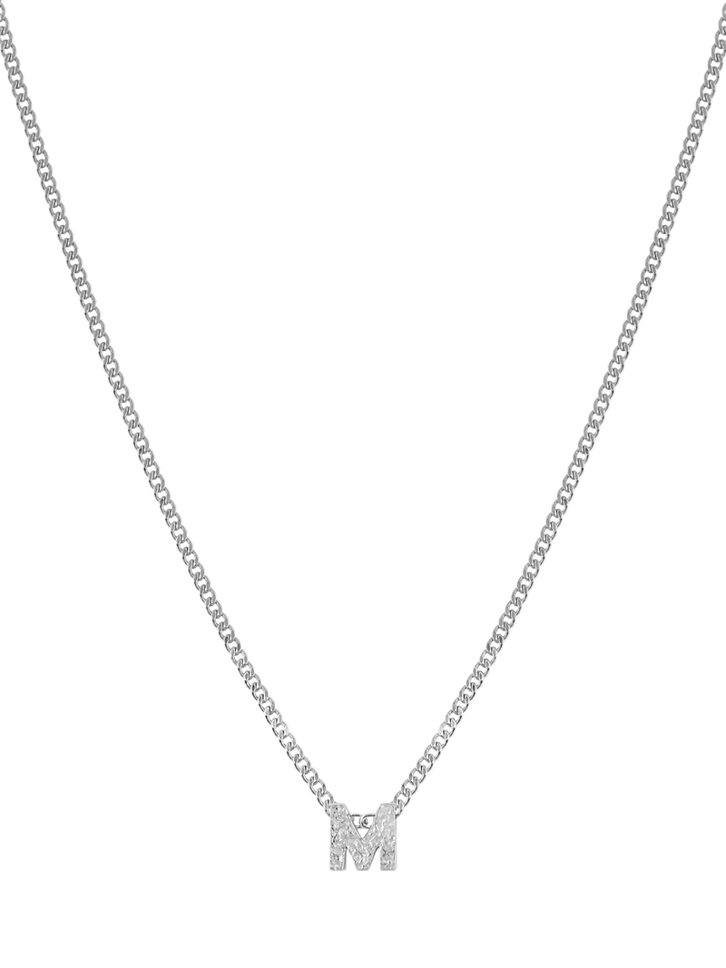 Tutti Textured Alphabet Pendant Necklace, Silver