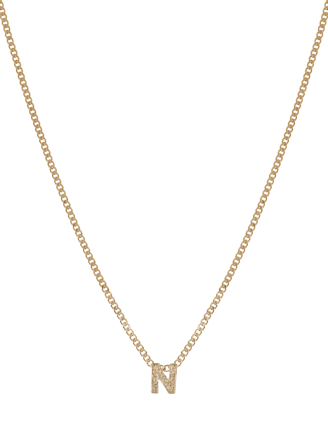 Tutti Textured Alphabet Pendant Necklace Gold 45cm