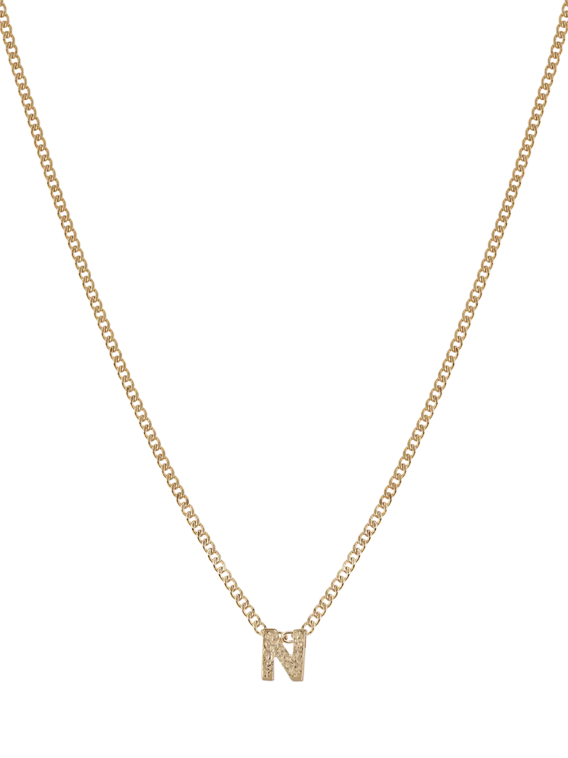Tutti Textured Alphabet Pendant Necklace Gold 45cm