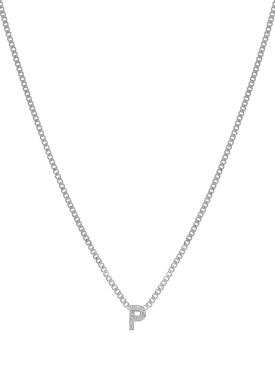 Tutti Textured Alphabet Pendant Necklace, Silver