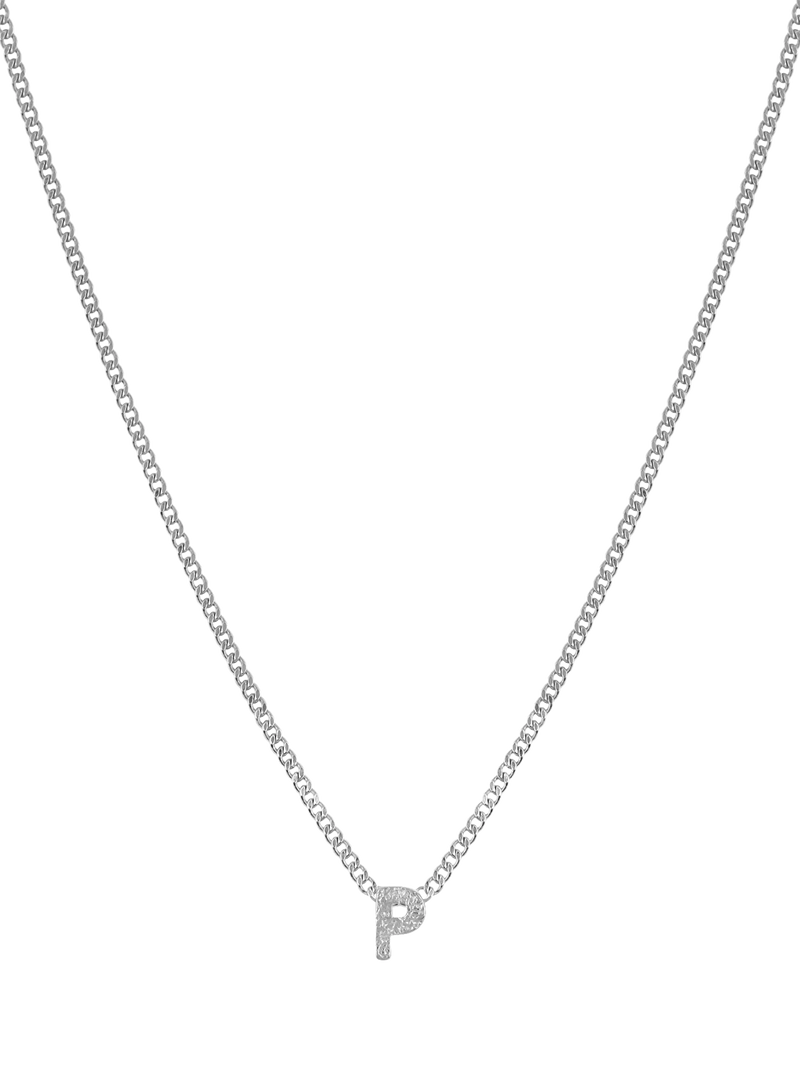 Tutti Textured Alphabet Pendant Necklace, Silver
