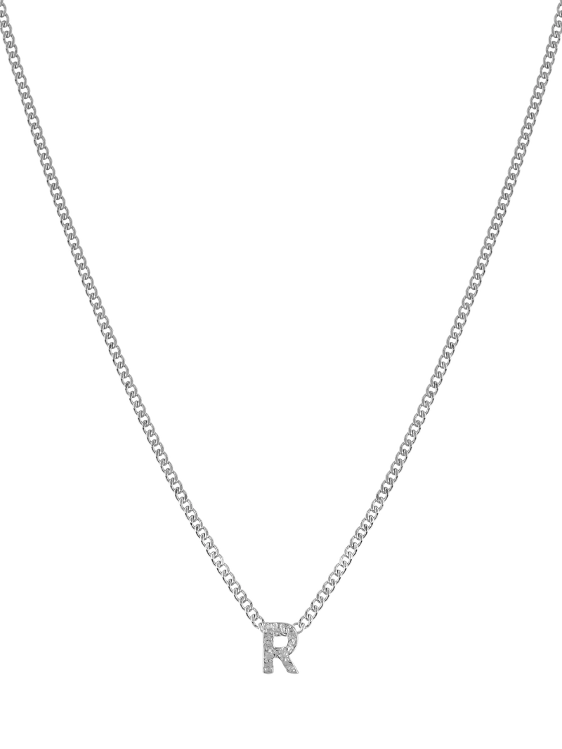 Tutti Textured Alphabet Pendant Necklace, Silver