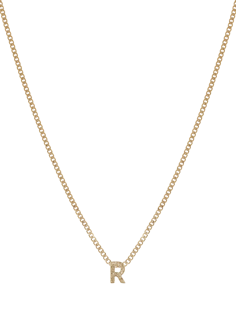 Tutti Textured Alphabet Pendant Necklace Gold 45cm