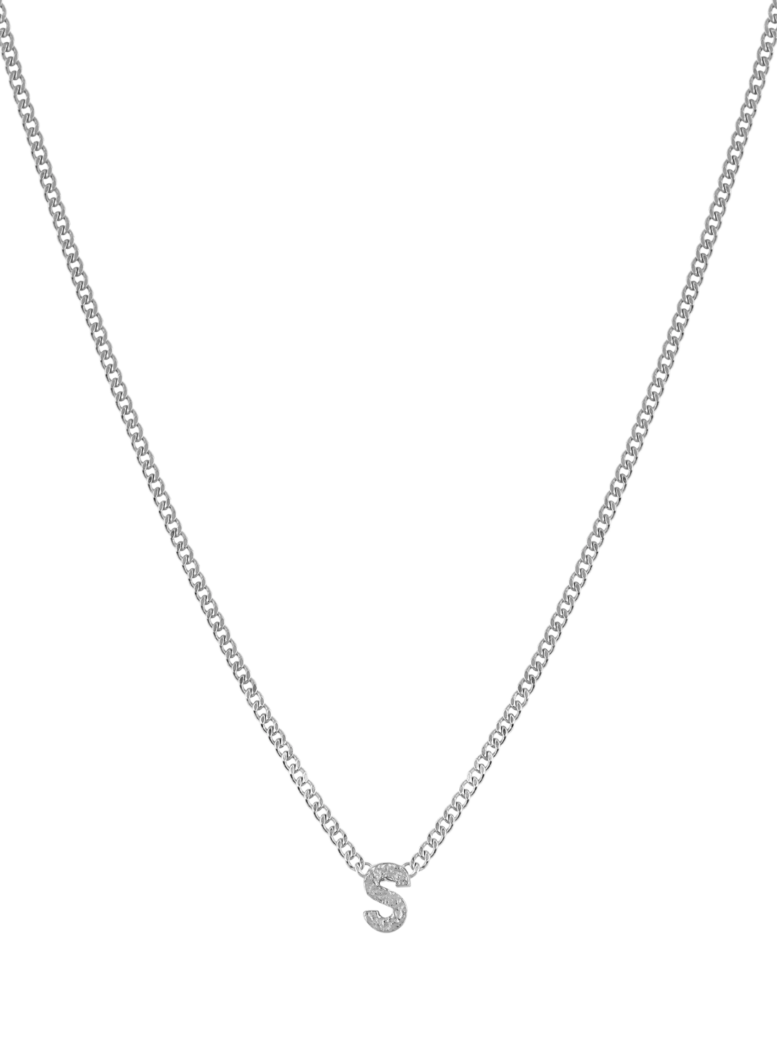 Tutti Textured Alphabet Pendant Necklace, Silver