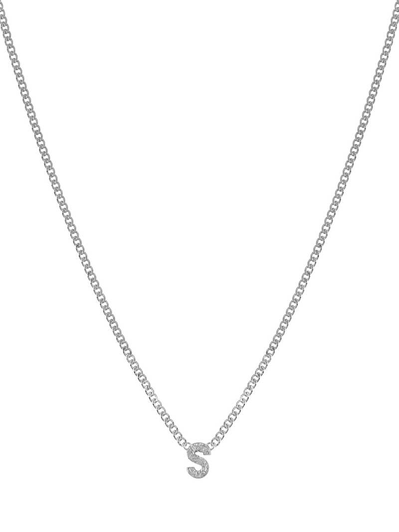 Tutti Textured Alphabet Pendant Necklace, Silver