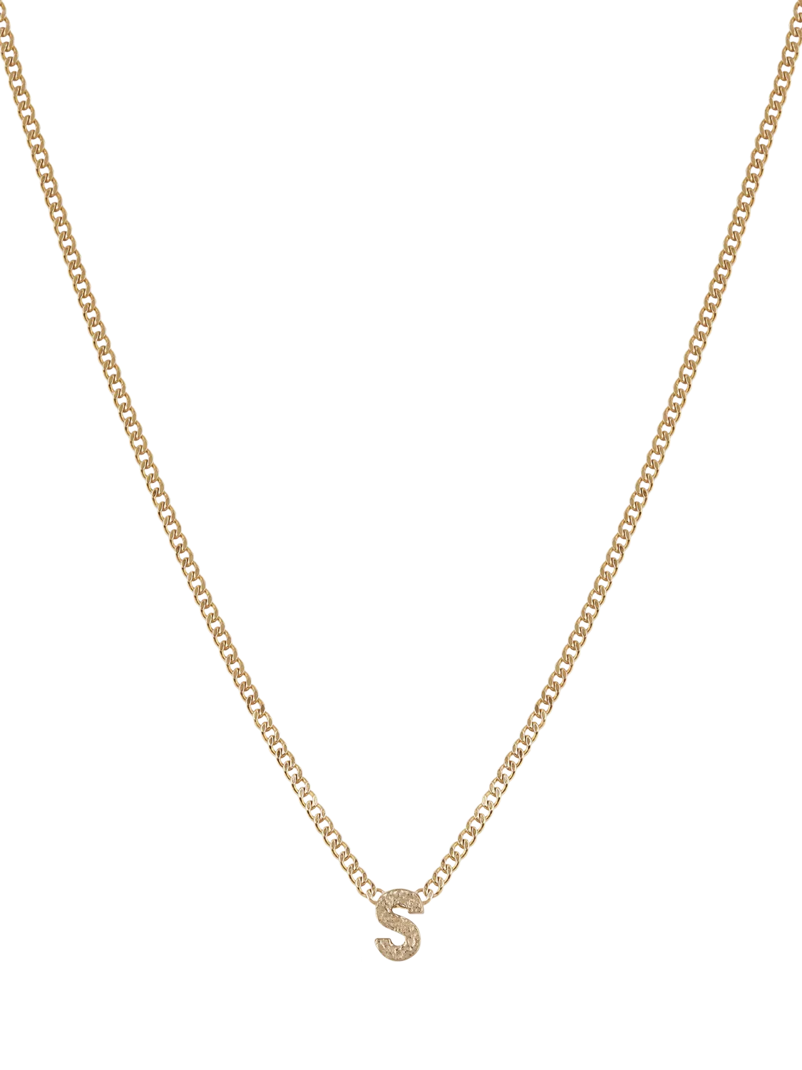 Tutti Textured Alphabet Pendant Necklace Gold 45cm