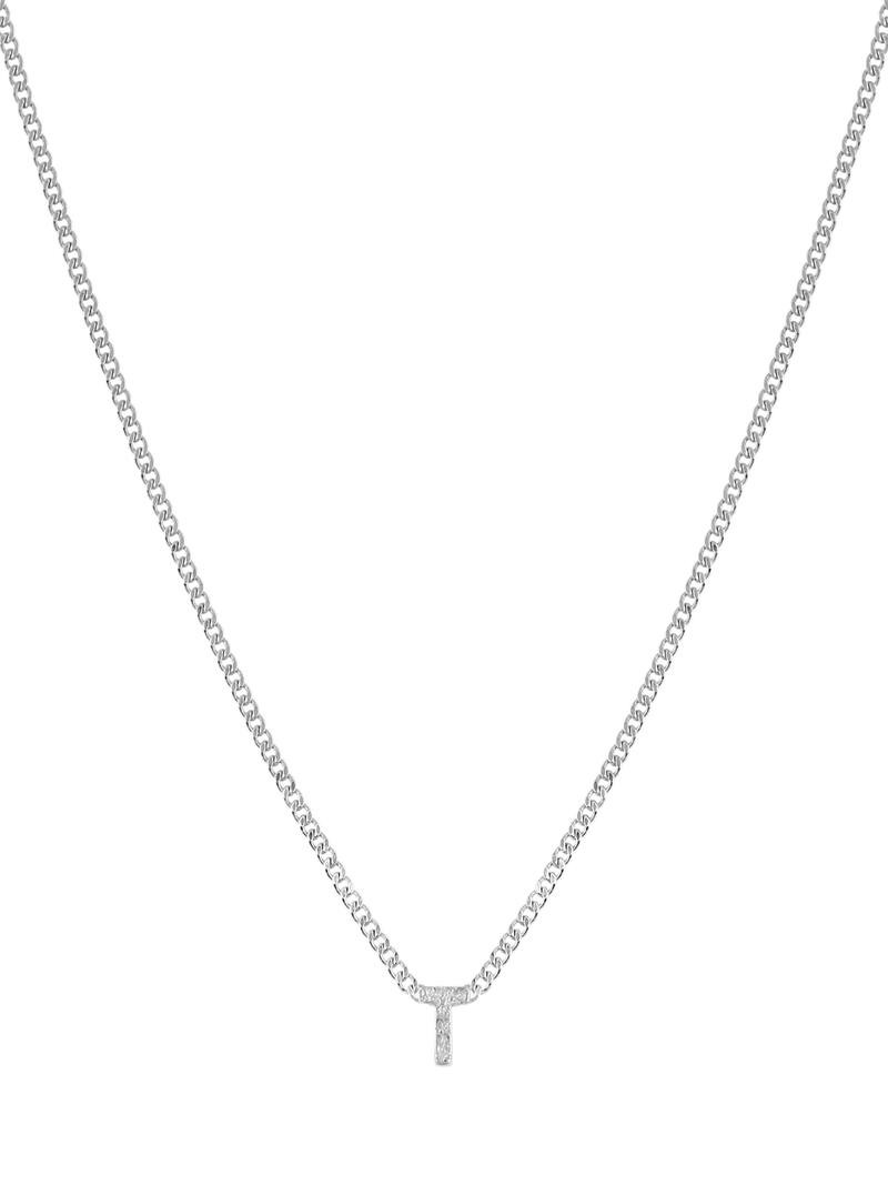 Tutti Textured Alphabet Pendant Necklace, Silver