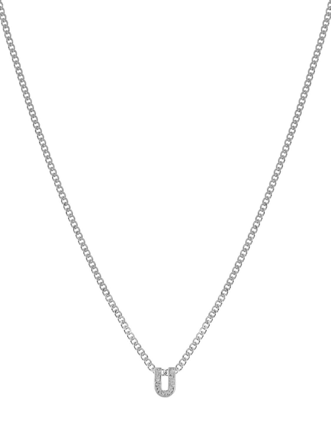 Tutti Textured Alphabet Pendant Necklace, Silver