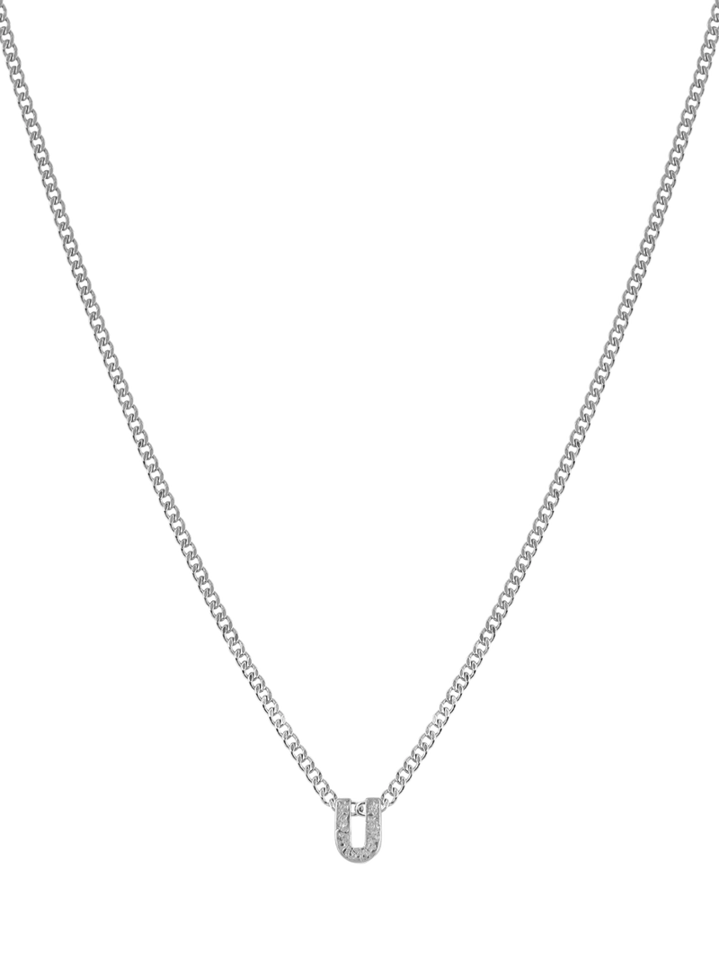 Tutti Textured Alphabet Pendant Necklace, Silver
