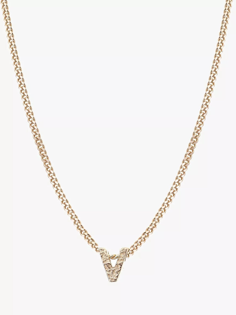 Tutti Textured Alphabet Pendant Necklace Gold 45cm