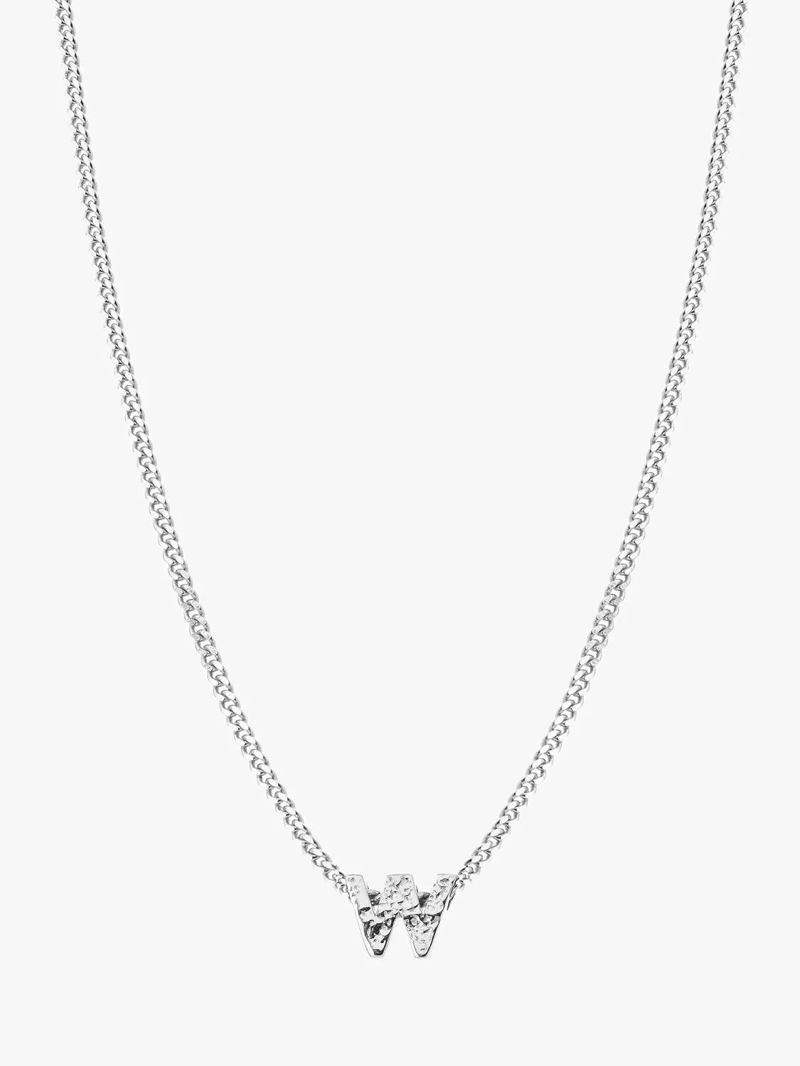 Tutti Textured Alphabet Pendant Necklace, Silver