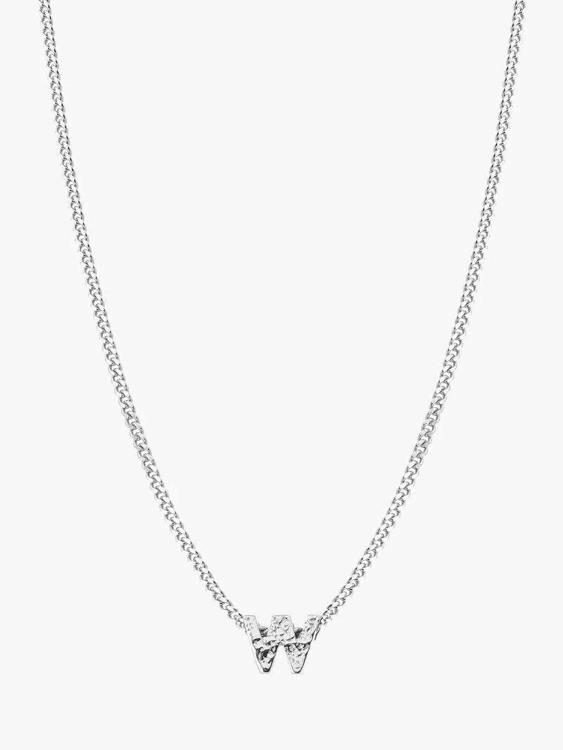 Tutti Textured Alphabet Pendant Necklace, Silver