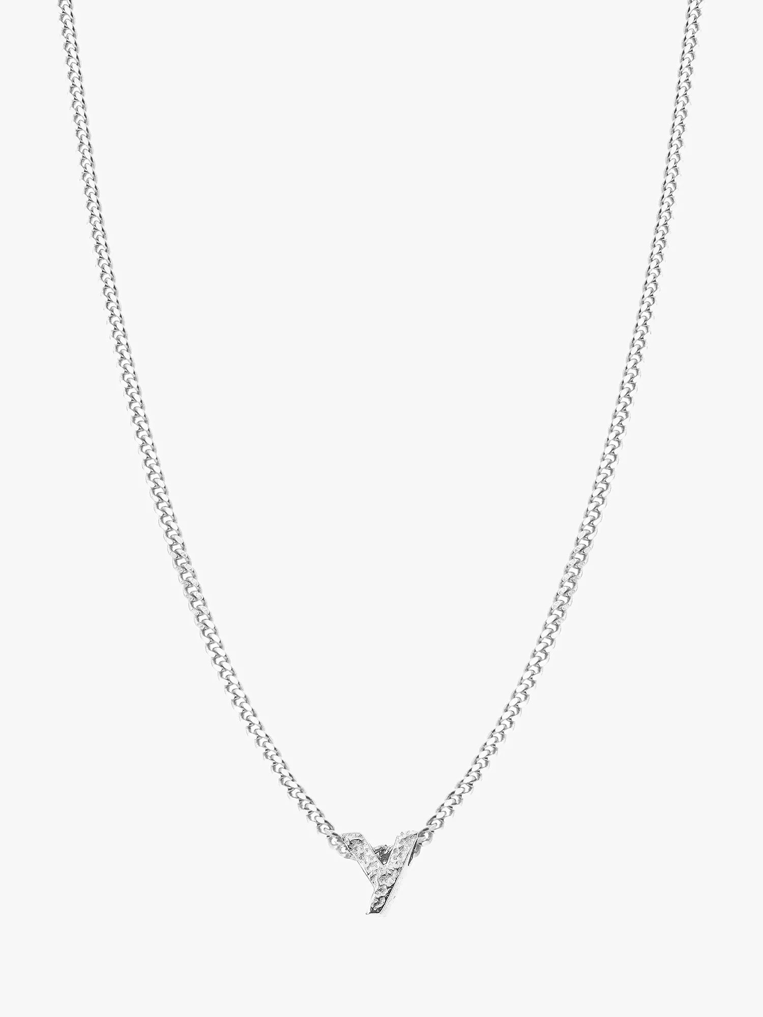 Tutti Textured Alphabet Pendant Necklace, Silver