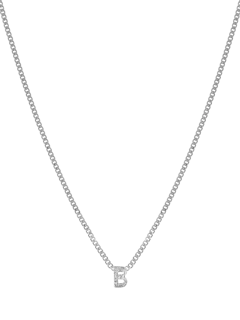 Tutti Textured Alphabet Pendant Necklace, Silver