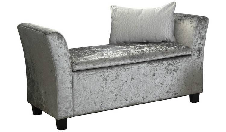 GFW Verona grey velvet storage seat 87.4L, UK version