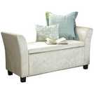 GFW Verona velvet storage ottoman in Oyster White 107x41x56cm, UK version