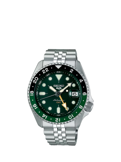 John Lewis Seiko 5 Sports SKX GMT Date Automatic Watch, Green/Silver- Buy online at McGrocer