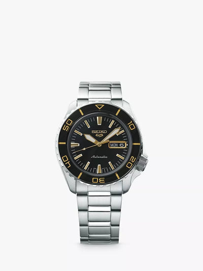 John Lewis Men's Automatic Day-Date Bracelet Strap Watch, Silver/Black- Buy online at McGrocer