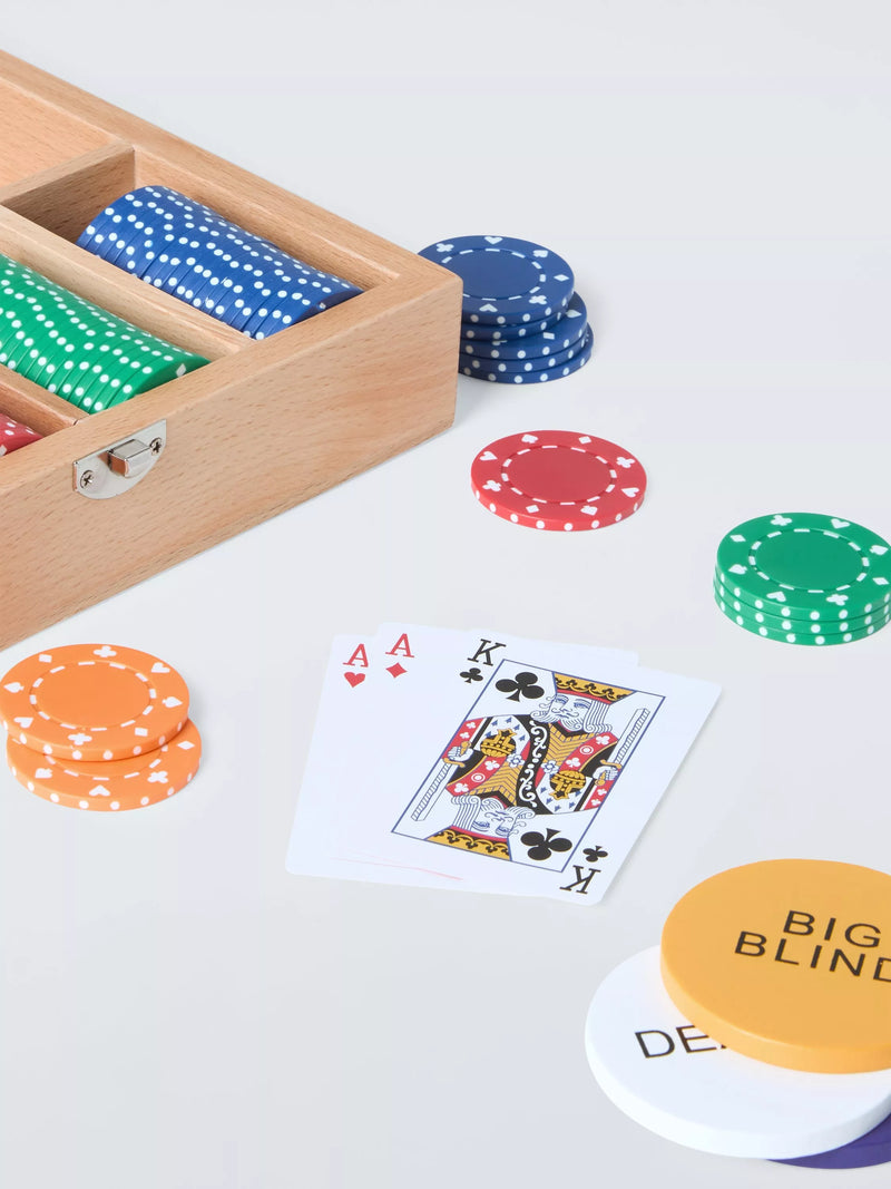 John Lewis Wood Poker Set 105 pieces - British product