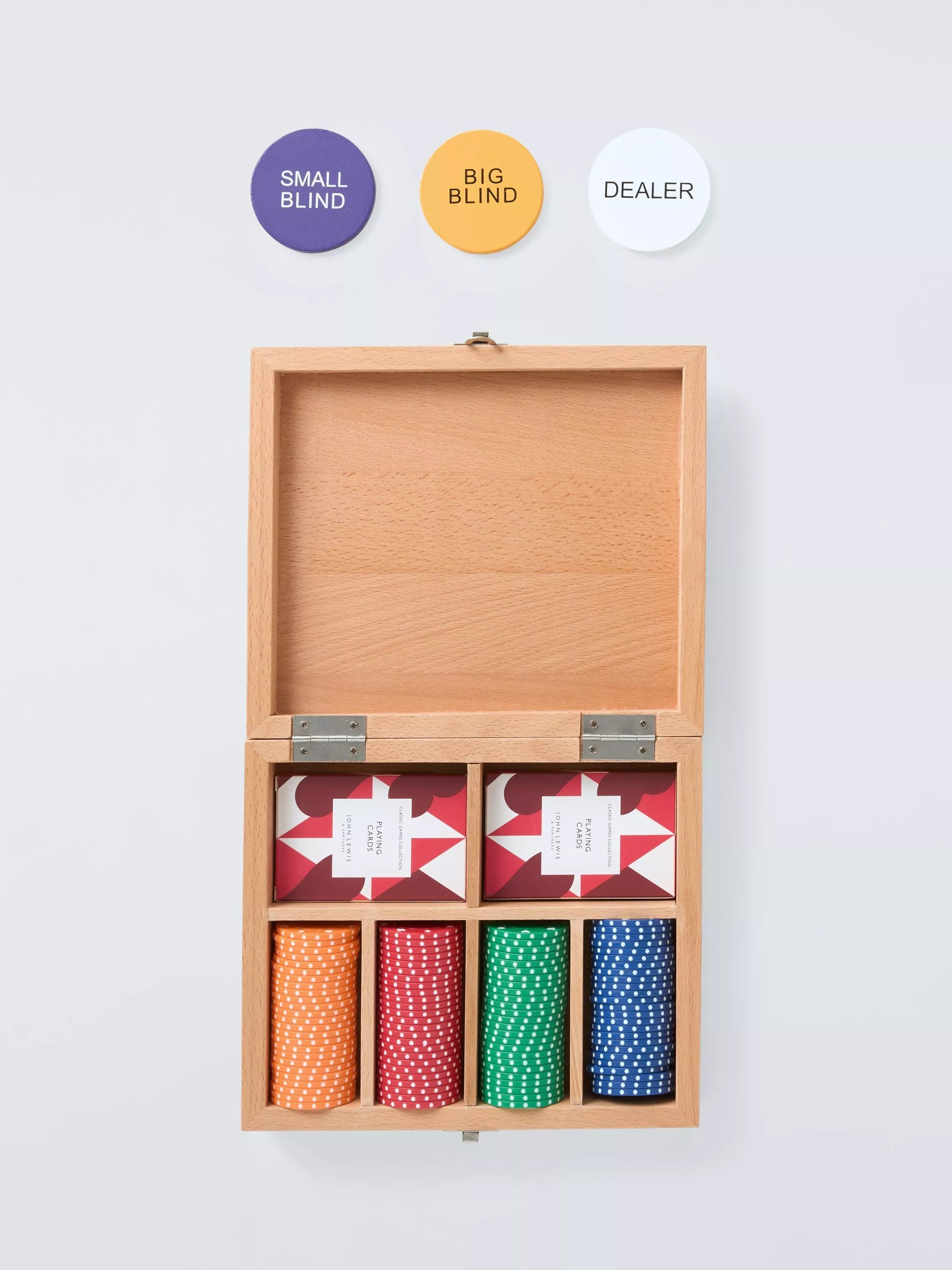 John Lewis Wood Poker Set 105 pieces - British product