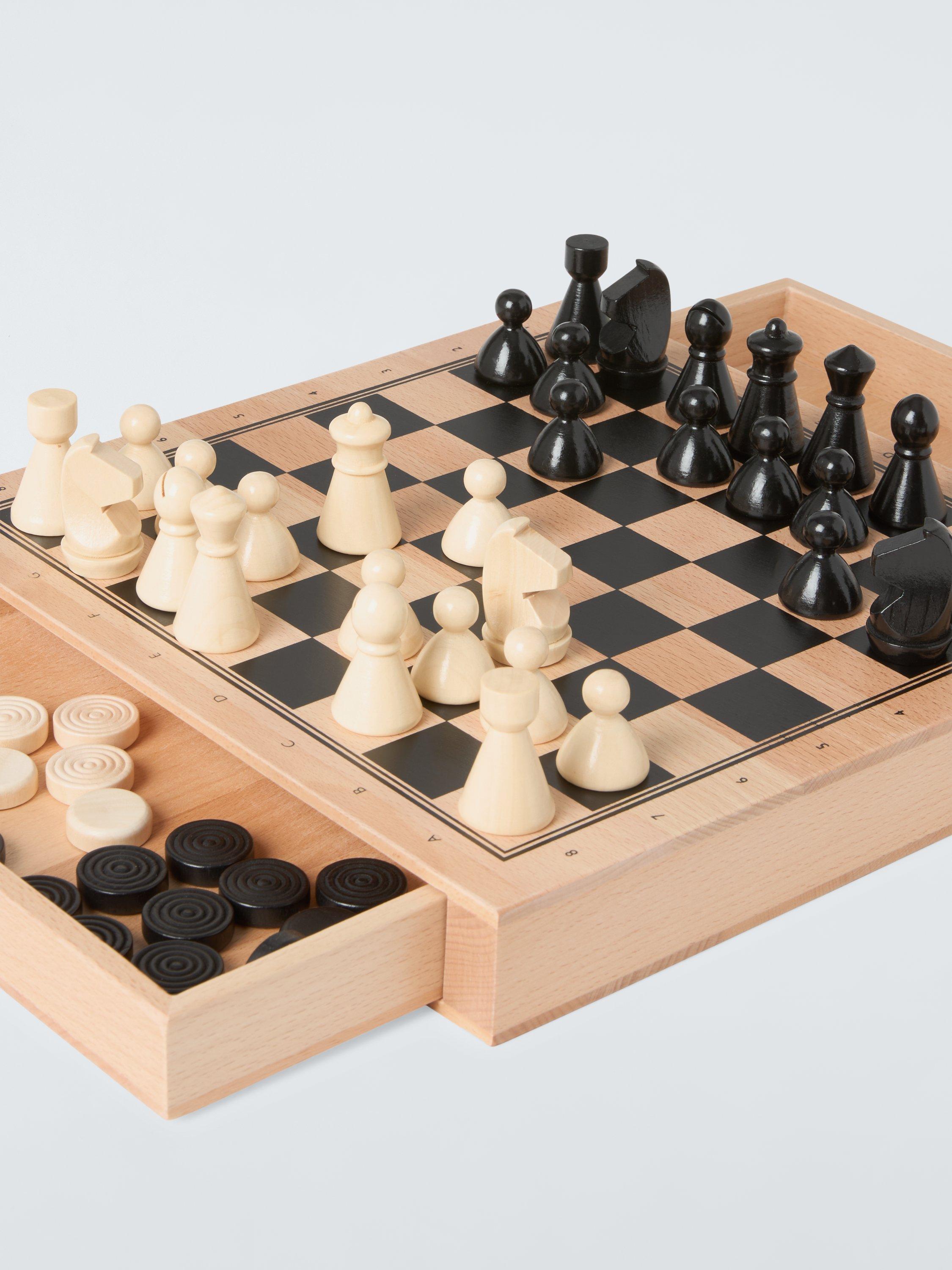 John Lewis wood chess and draughts set, UK version