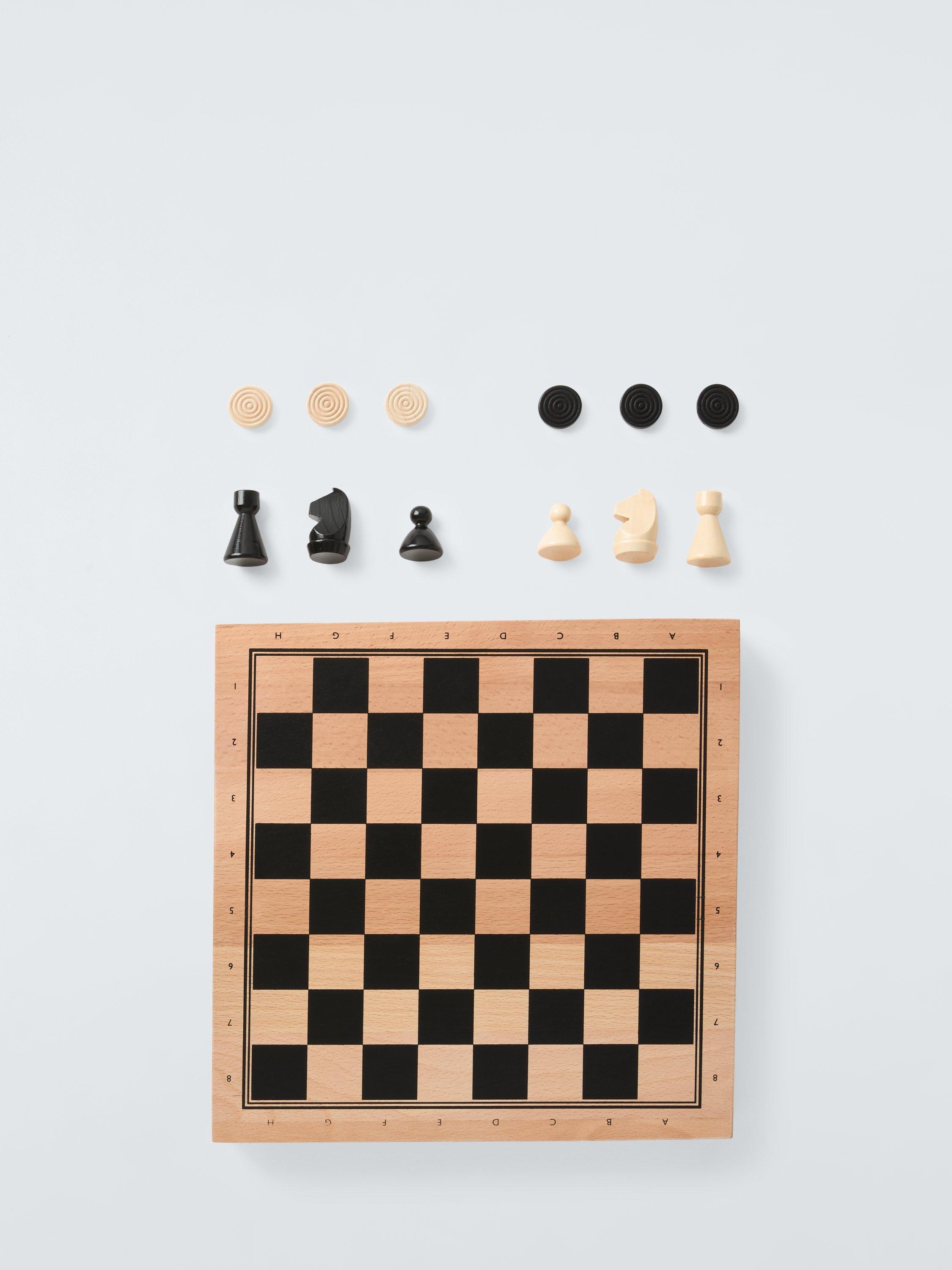 John Lewis wood chess and draughts set, UK version