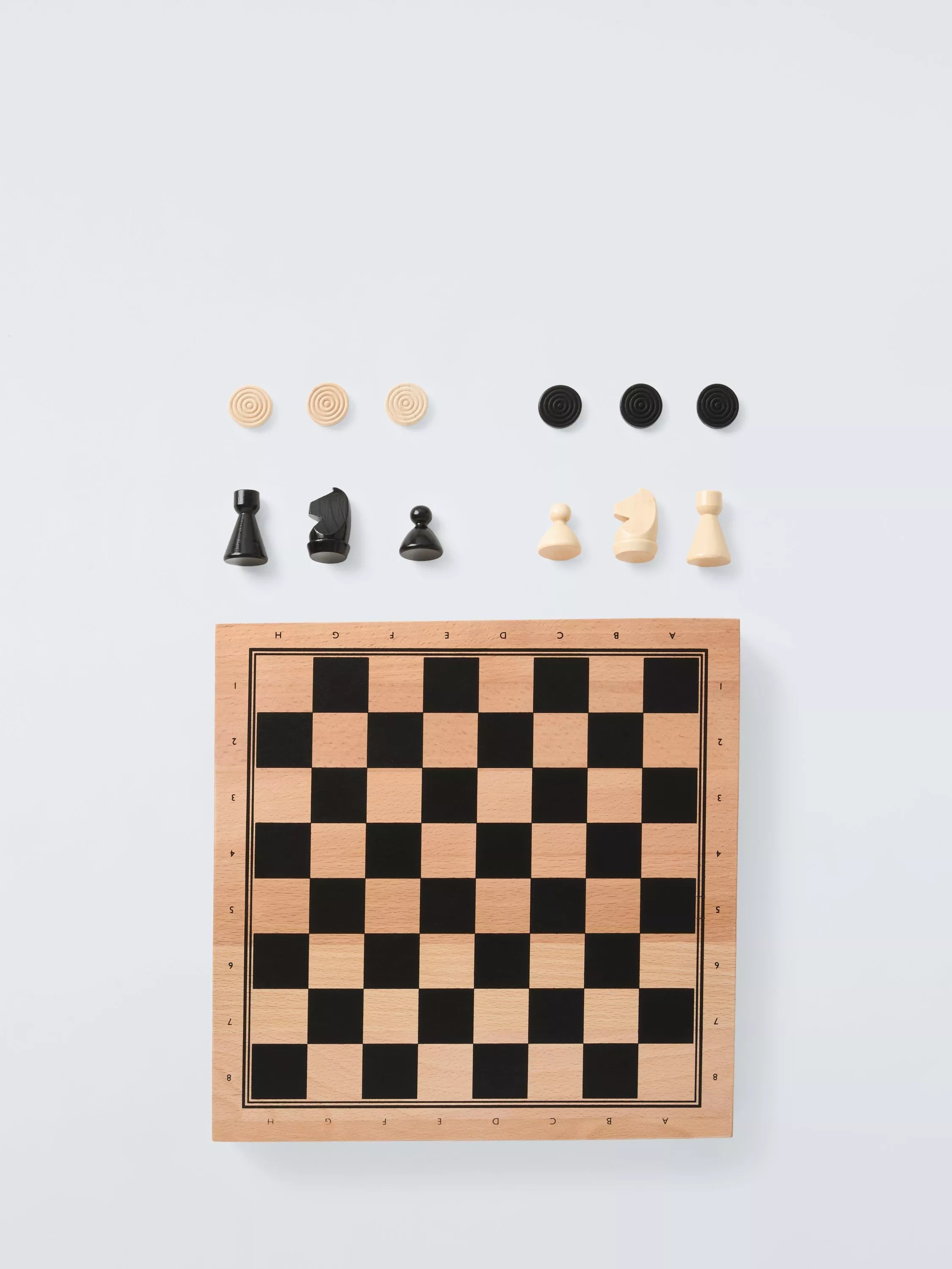 John Lewis wood chess and draughts set, UK version