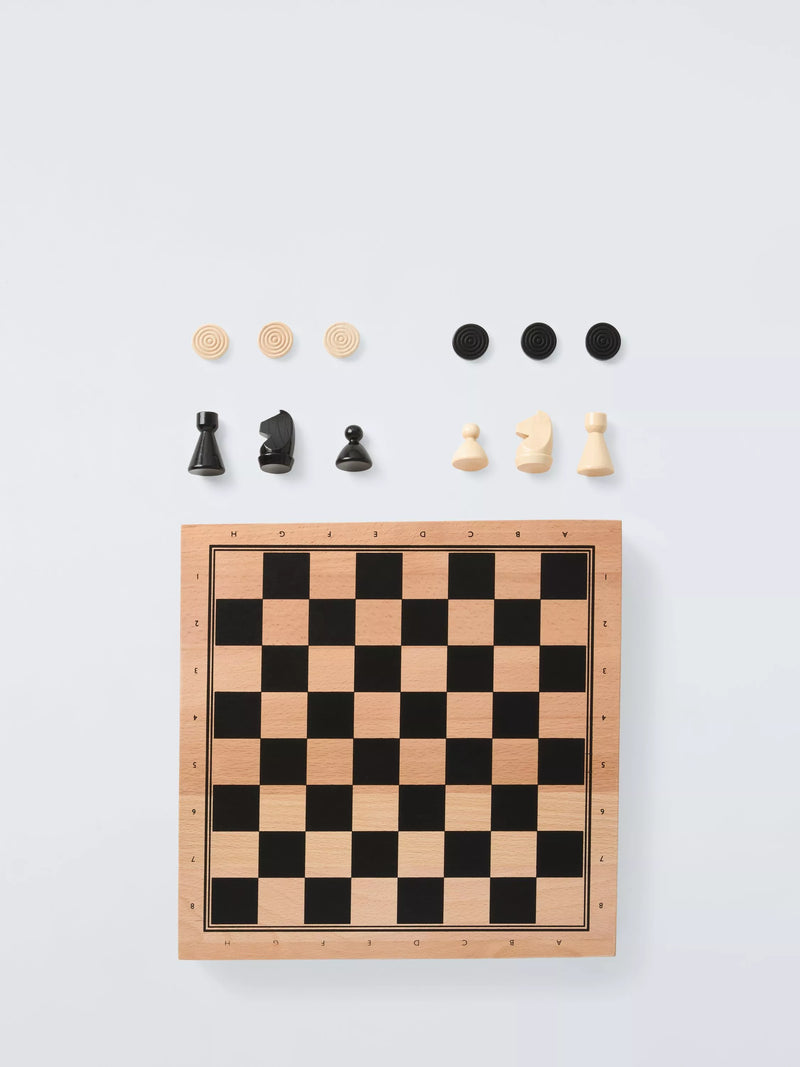 John Lewis wood chess and draughts set, UK version