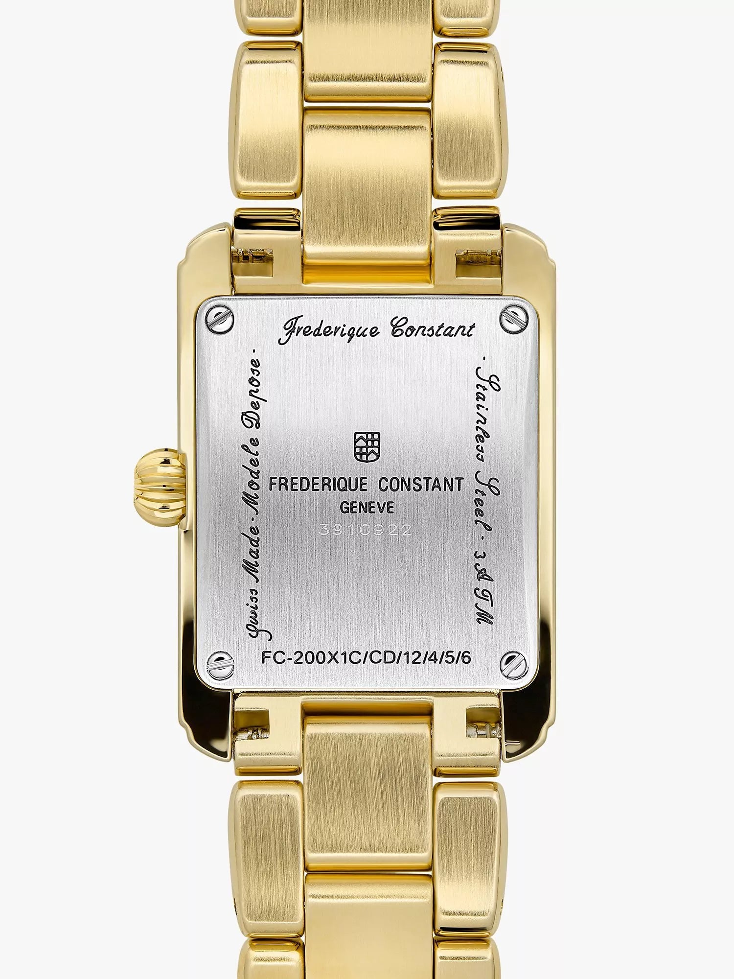 Frederique Constant women's carree bracelet strap gold watch - British product