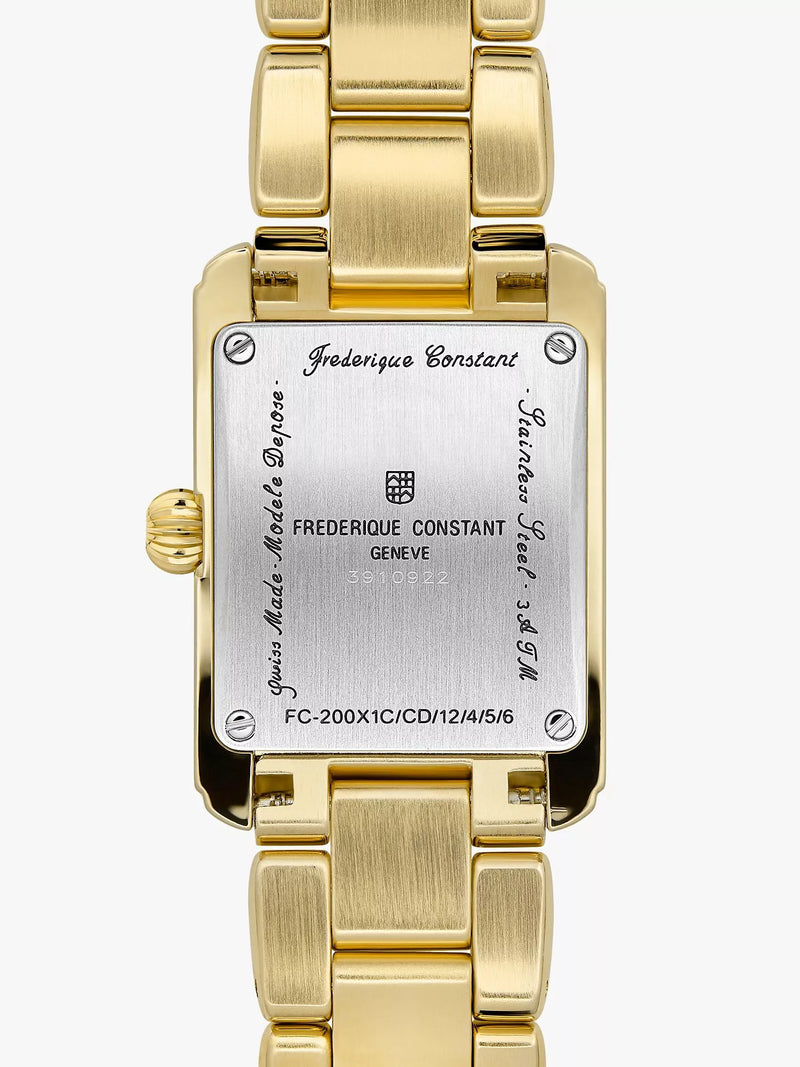 Frederique Constant women's carree bracelet strap gold watch - British product