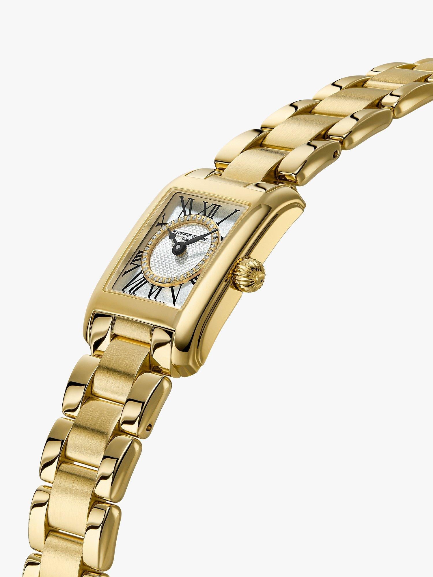 Frederique Constant women's carree bracelet strap gold watch - British product