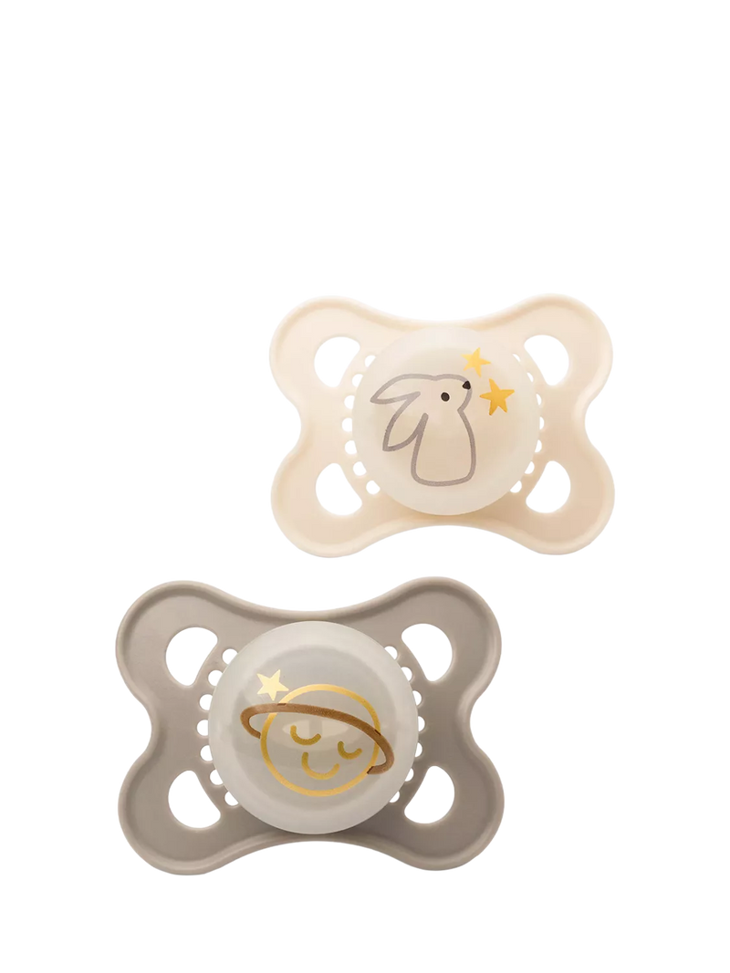 MAM Night Glow in the Dark Baby Soother, Pack of 2 (0-6 months)