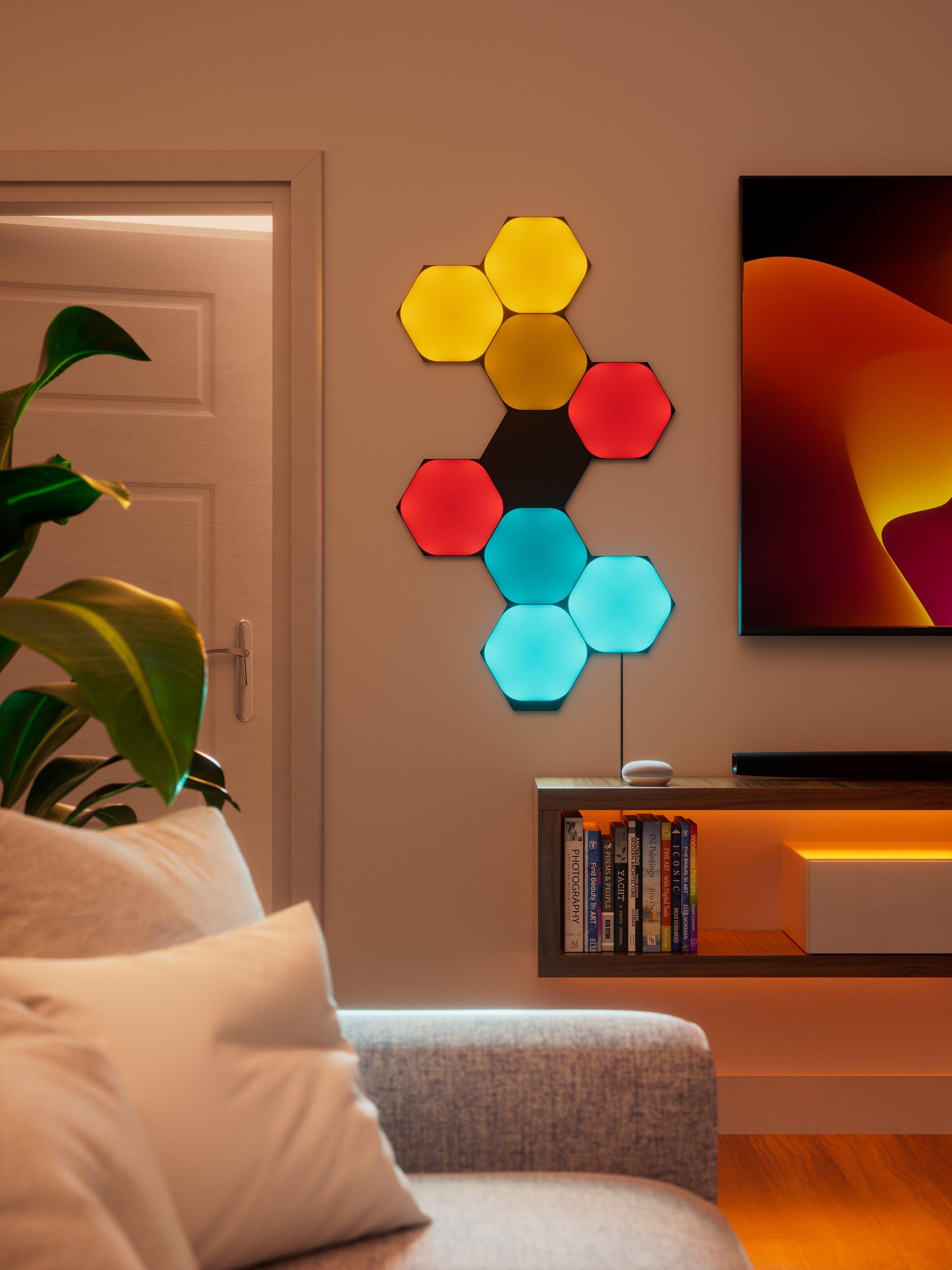 Nanoleaf Shapes Ultra Black Hexagon smart LED panels 3 panels, imported from the UK