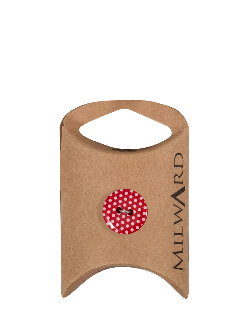 Milward 2 Hole Dot Buttons, 15mm, Red, Pack of 6