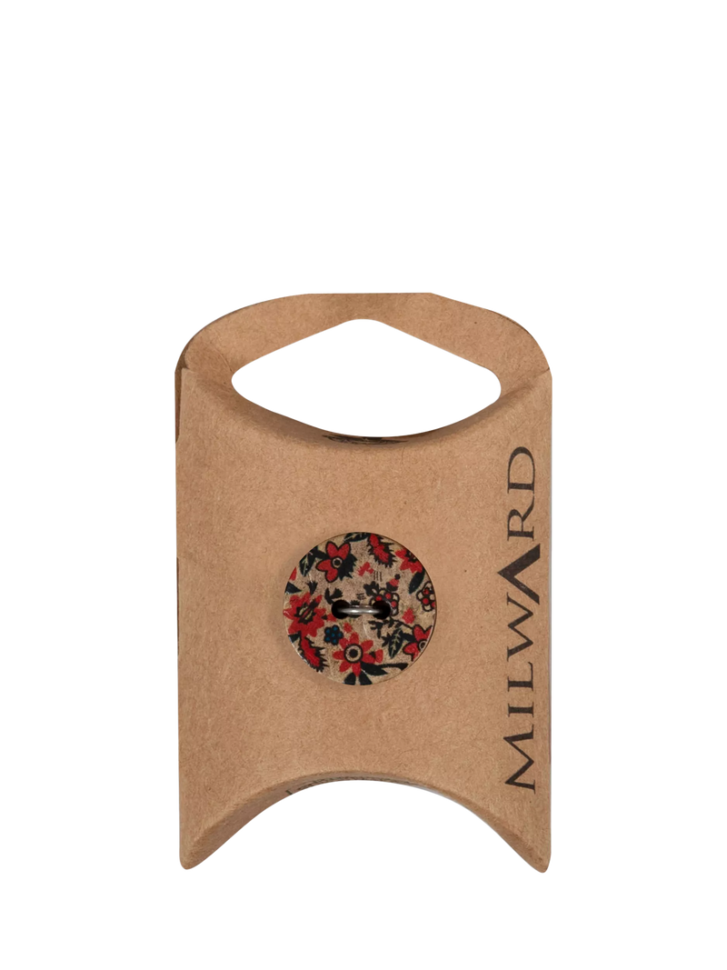 Milward red coconut flower buttons 18mm, imported from the UK