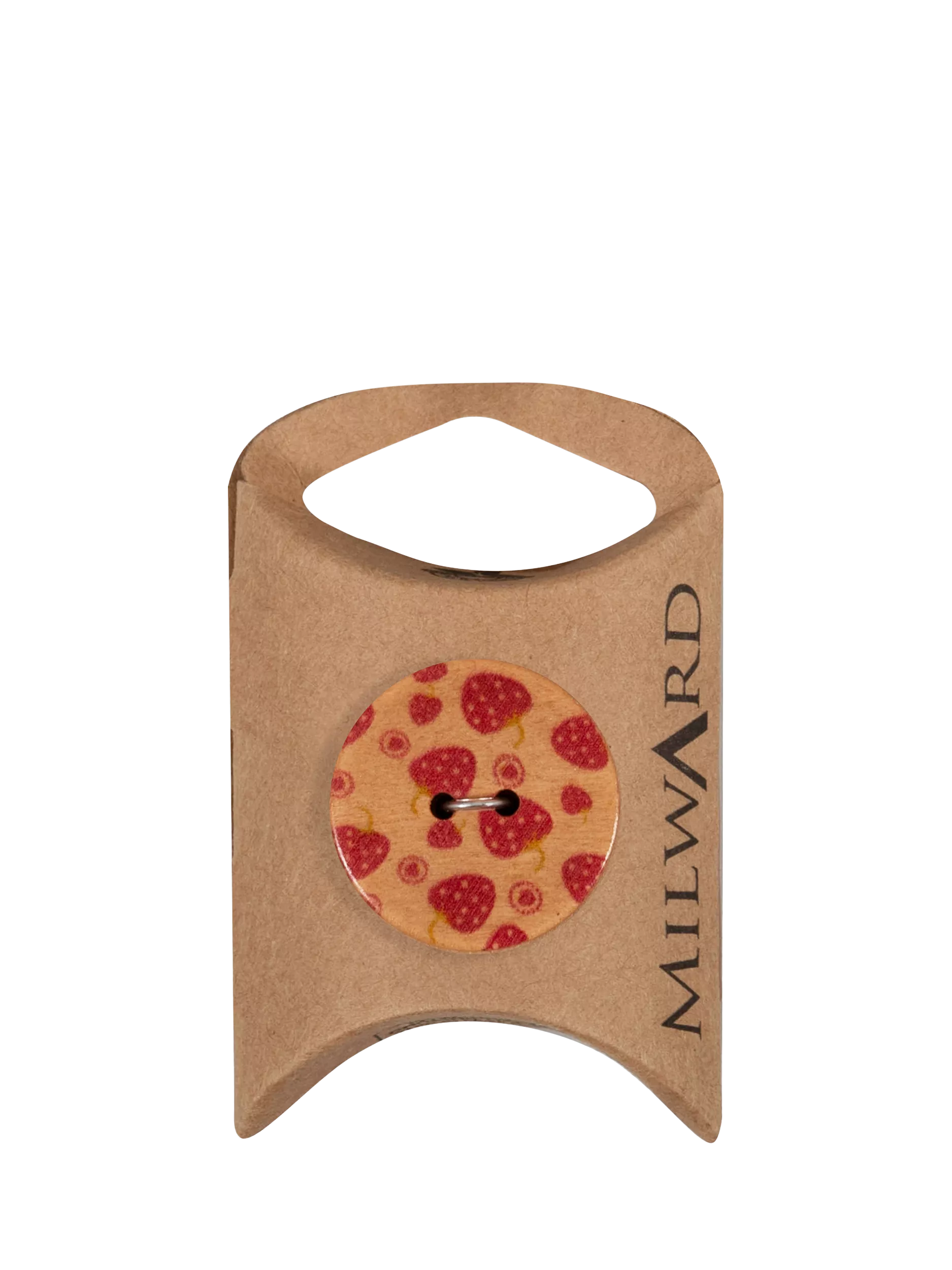 Milward wooden strawberry buttons red 25mm pack of 5 (British brand)