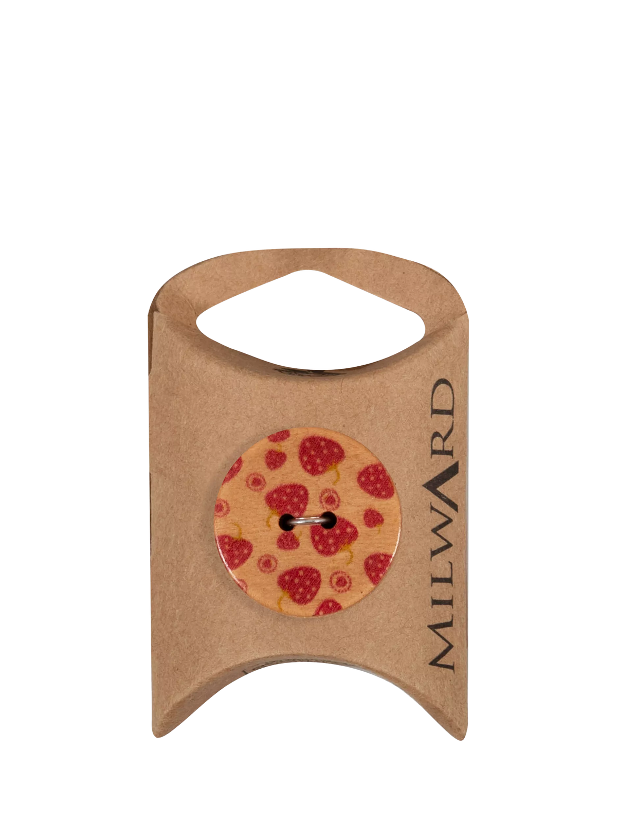 Milward wooden strawberry buttons red 25mm pack of 5 (British brand)