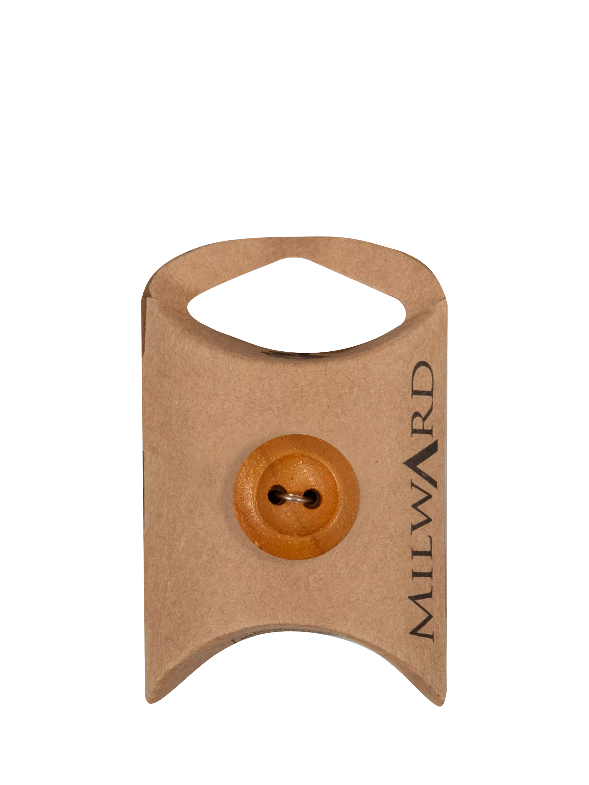 Milward 2 hole wood rim buttons in tan, 18mm pack of 6 (British brand)