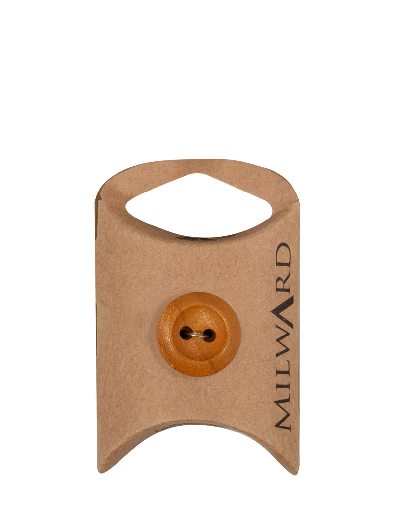 Milward 2 hole wood rim buttons in tan, 18mm pack of 6 (British brand)
