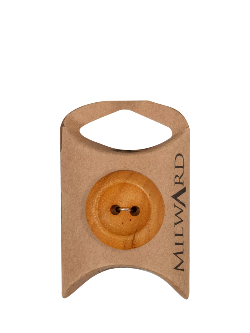 Milward 2 hole wood rim buttons 26mm tan, UK version